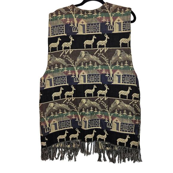 SGDN Same Game DIfferent Name VTG Nordic Fairisle vest sz 2X fringe - Picture 2 of 6